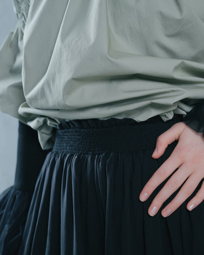 【SALE/50%0ff】Gather Tiered Skirt [603398] black