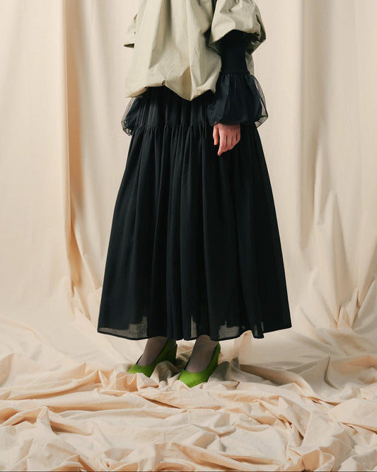 【SALE/50%0ff】Gather Tiered Skirt [603398] black