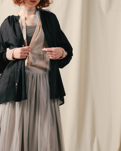 【SALE/50%0ff】2way Sheer Blouse [603391] black