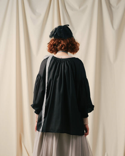 【SALE/50%0ff】2way Sheer Blouse [603391] black