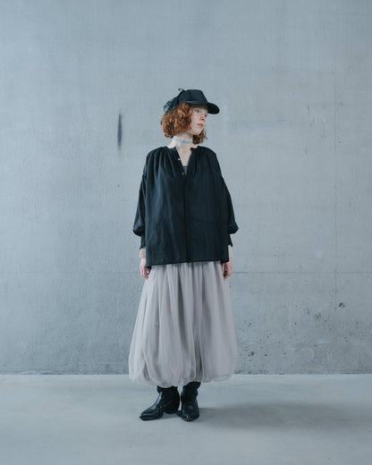 【SALE/50%0ff】2way Sheer Blouse [603391] black