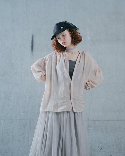 【SALE/50%0ff】2way Sheer Blouse [603391] pink beige