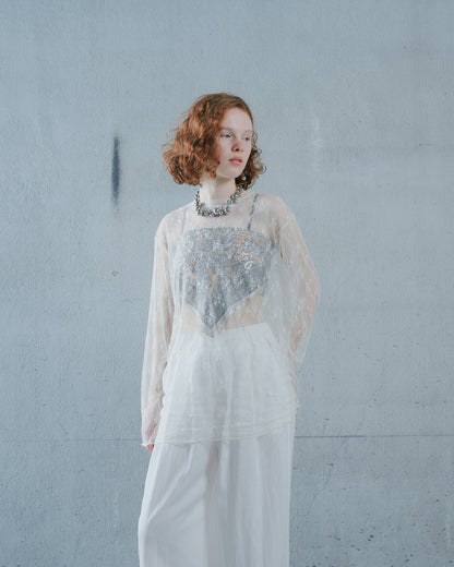【SALE/50%0ff】Lace Tops [603368] ivory