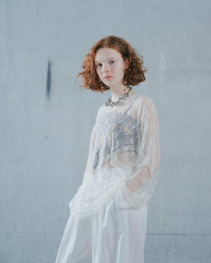 【SALE/50%0ff】Lace Tops [603368] ivory