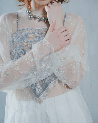 【SALE/50%0ff】Lace Tops [603368] ivory