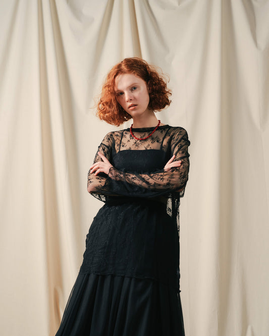 【SALE/50%0ff】Lace Tops [603368] black