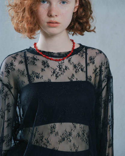 【SALE/50%0ff】Lace Tops [603368] black