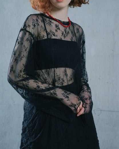 【SALE/50%0ff】Lace Tops [603368] black