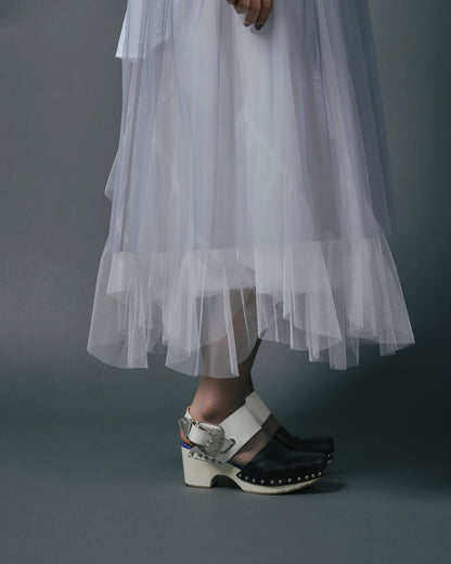 【SALE/50%0ff】Jacquard × Tulle Skirt [603390] blue grey