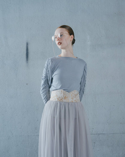 【SALE/50%0ff】Jacquard × Tulle Skirt [603390] pink