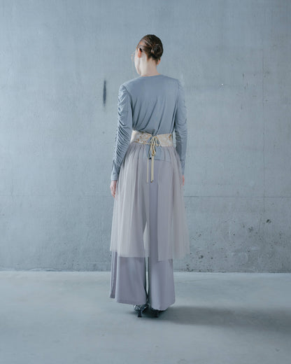 【SALE/50%0ff】Jacquard × Tulle Skirt [603390] pink