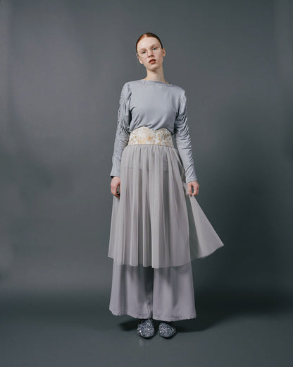 【SALE/50%0ff】Jacquard × Tulle Skirt [603390] pink