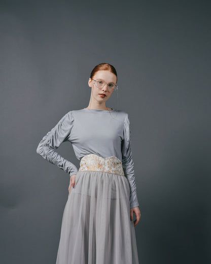 【SALE/50%0ff】Jacquard × Tulle Skirt [603390] pink