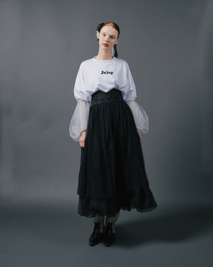 【SALE/50%0ff】Jacquard × Tulle Skirt [603390] black
