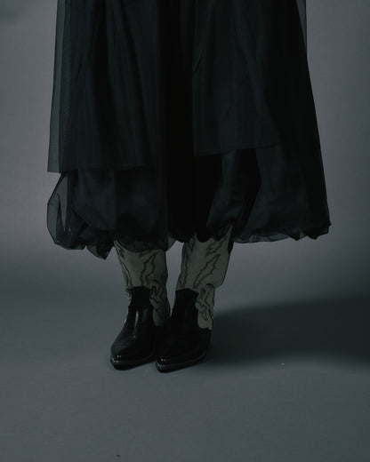 【SALE/50%0ff】Jacquard × Tulle Skirt [603390] black