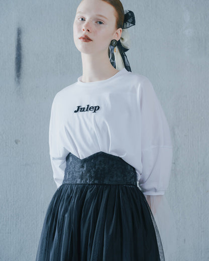 【SALE/50%0ff】Jacquard × Tulle Skirt [603390] black