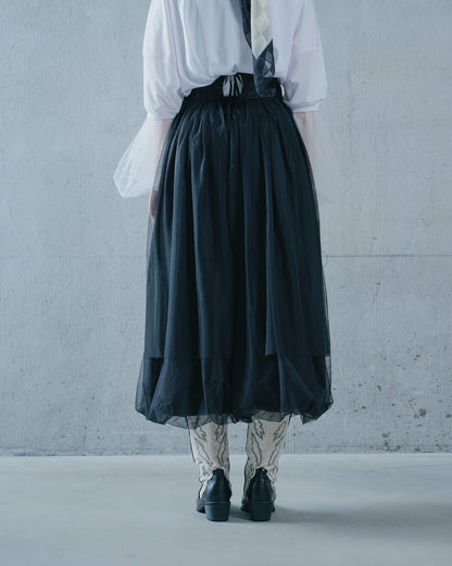 【SALE/50%0ff】Jacquard × Tulle Skirt [603390] black