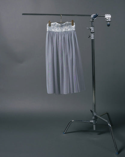 【SALE/50%0ff】Jacquard × Tulle Skirt [603390] blue grey