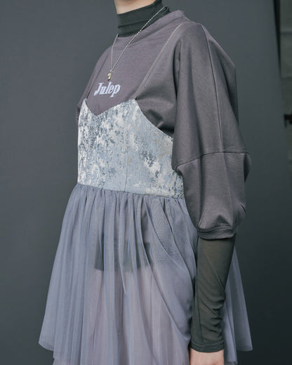【SALE/50%0ff】Jacquard Bustier [603389] blue grey