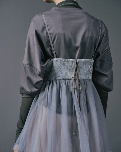 【SALE/50%0ff】Jacquard Bustier [603389] blue grey