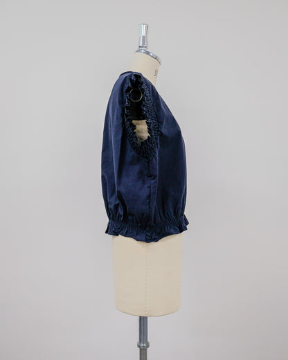 Gather Sleeve Blouse [603412] navy(49)
