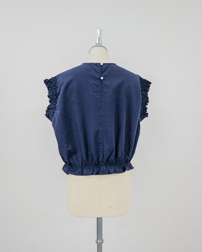 Gather Sleeve Blouse [603412] navy(49)
