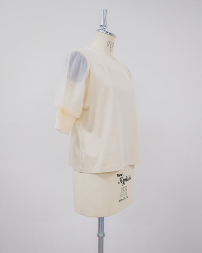 【SALE/50%0ff】Organdy T-Shirt [603394] light beige