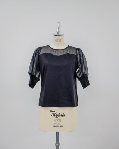 【SALE/50%0ff】Organdy T-Shirt [603394] black