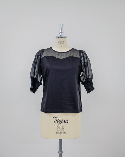 【SALE/50%0ff】Organdy T-Shirt [603394] black