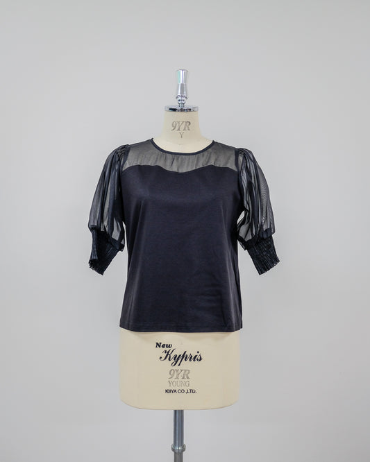 【SALE/50%0ff】Organdy T-Shirt [603394] black