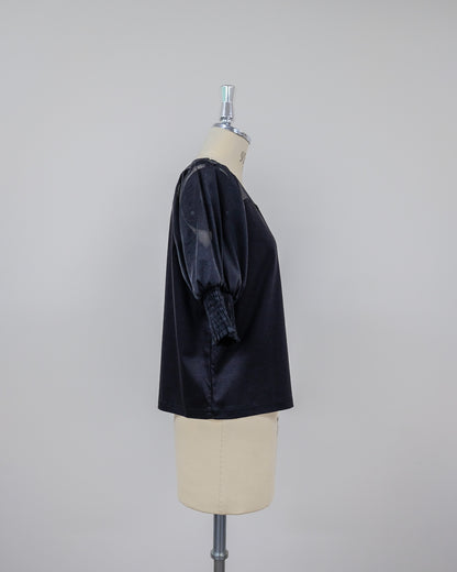 【SALE/50%0ff】Organdy T-Shirt [603394] black