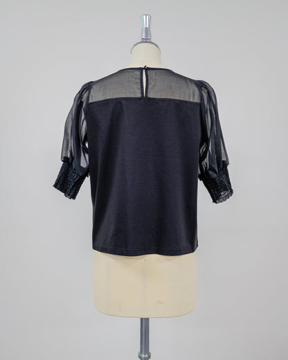 【SALE/50%0ff】Organdy T-Shirt [603394] black
