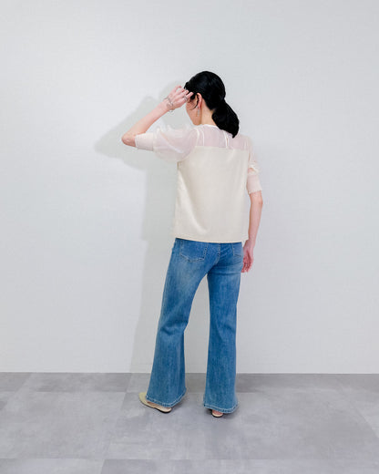 【SALE/50%0ff】Organdy T-Shirt [603394] light beige