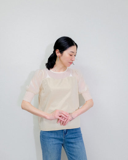 【SALE/50%0ff】Organdy T-Shirt [603394] light beige