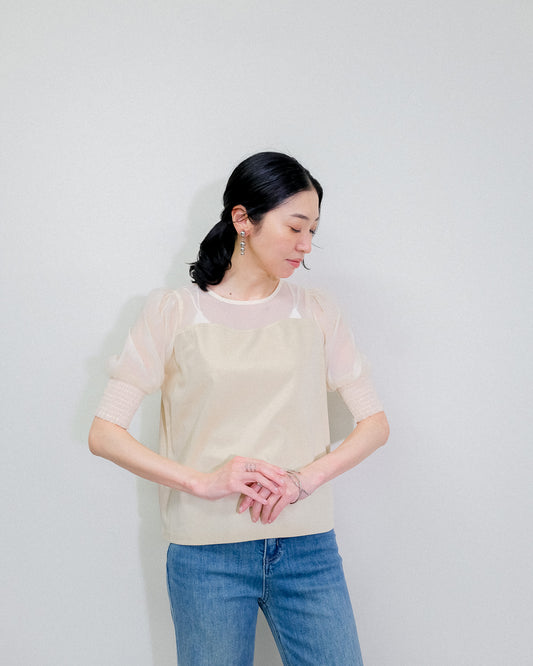 【SALE/50%0ff】Organdy T-Shirt [603394] light beige