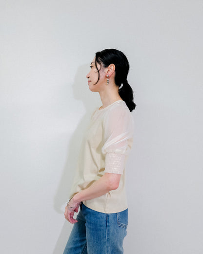 【SALE/50%0ff】Organdy T-Shirt [603394] light beige
