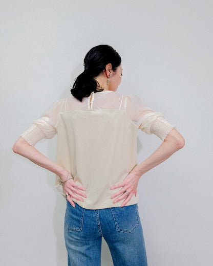 【SALE/50%0ff】Organdy T-Shirt [603394] light beige