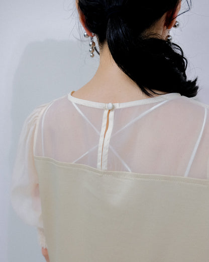 【SALE/50%0ff】Organdy T-Shirt [603394] light beige