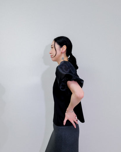 【Summer SALE!!】Balloon Sleeve T-Shirt [603393] black(99)