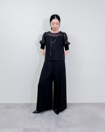 【SALE/50%0ff】Organdy T-Shirt [603394] black
