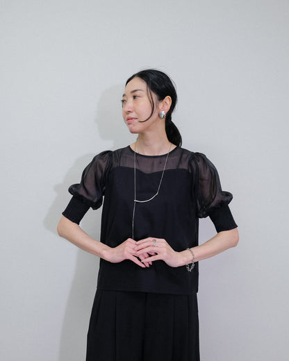 【SALE/50%0ff】Organdy T-Shirt [603394] black