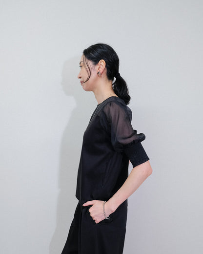 【SALE/50%0ff】Organdy T-Shirt [603394] black