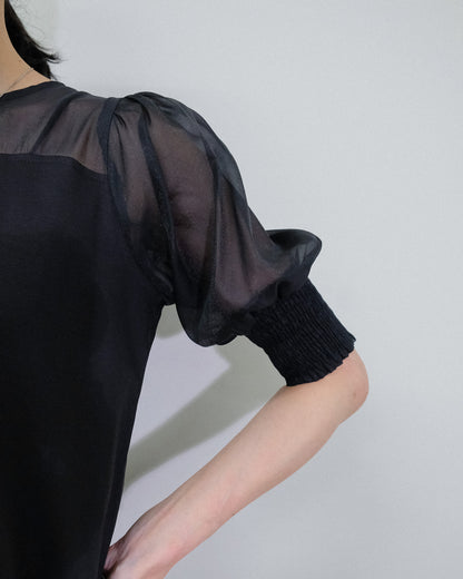 【SALE/50%0ff】Organdy T-Shirt [603394] black