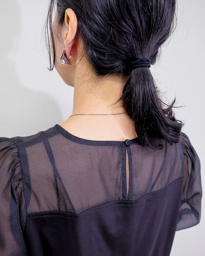 【SALE/50%0ff】Organdy T-Shirt [603394] black