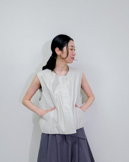 Fake Leather Vest [603423] beige(05)