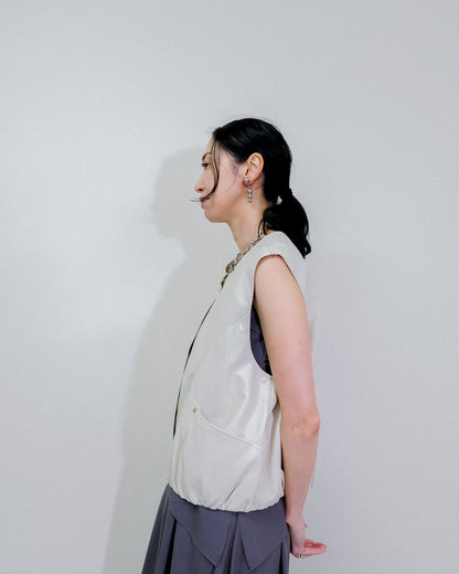 Fake Leather Vest [603423] beige(05)