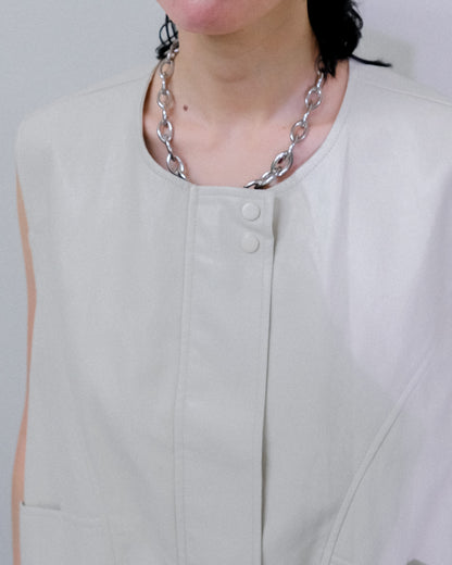 Fake Leather Vest [603423] beige(05)