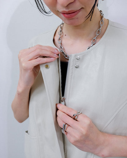 Fake Leather Vest [603423] beige(05)