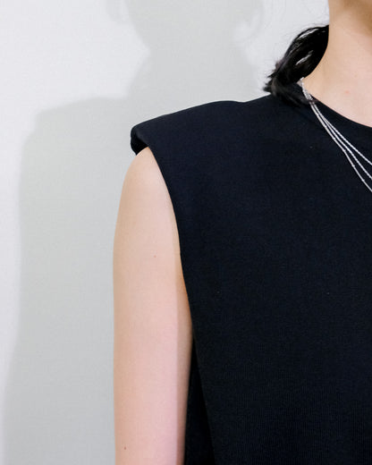 Shoulder Padd Kint Tops [603409] black(99)