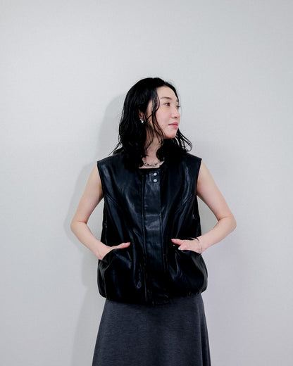 Fake Leather Vest [603423] black(99)